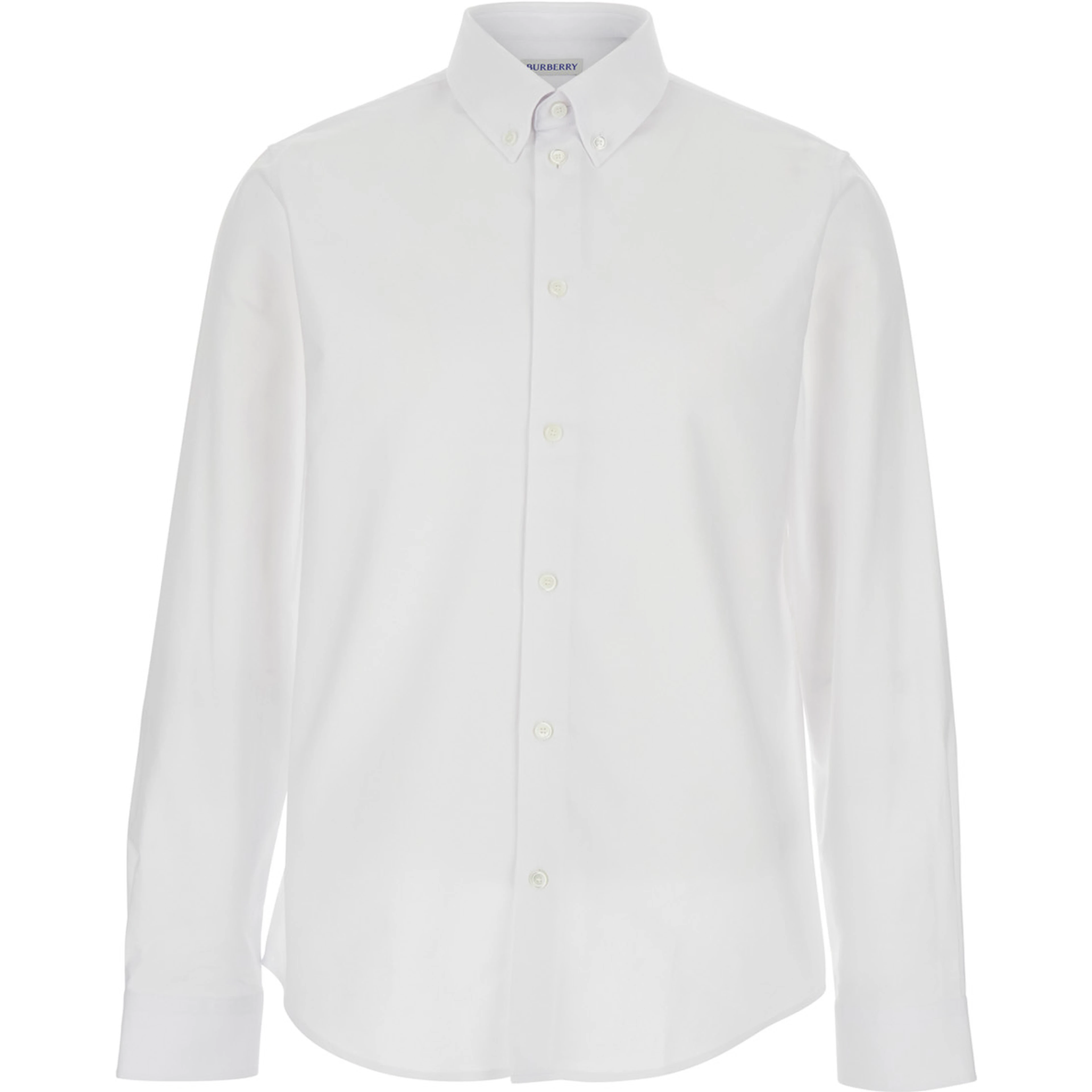 White Shirt with Button Down Collar in Cotton Man