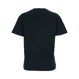 Black Crewneck T-Shirt with Logo Lettering on the Front in Cotton Woman