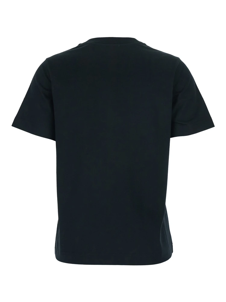 Black Crewneck T-Shirt with Logo Lettering on the Front in Cotton Woman alternative