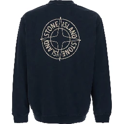 Black Crewneck Sweatshirt with Logo Detail on the Front and Maxi Logo on the Rear in Cotton Man
