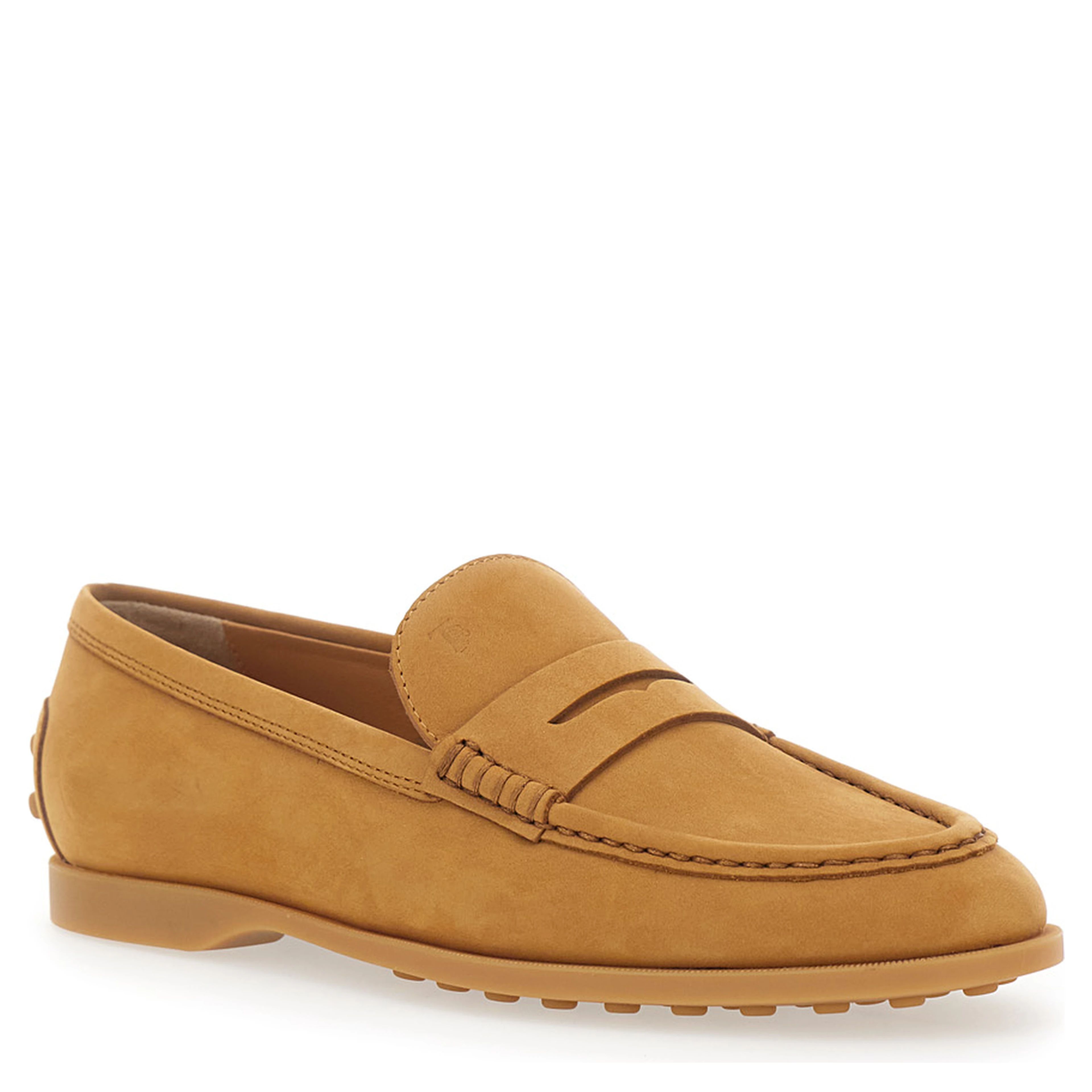 Loafers "Tods" with Half Horsebit Detail on the Back and Rubber Sole in Beige Suede for Women