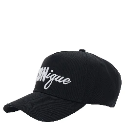 Black Baseball Cap with Front Embroidery in Cotton Man