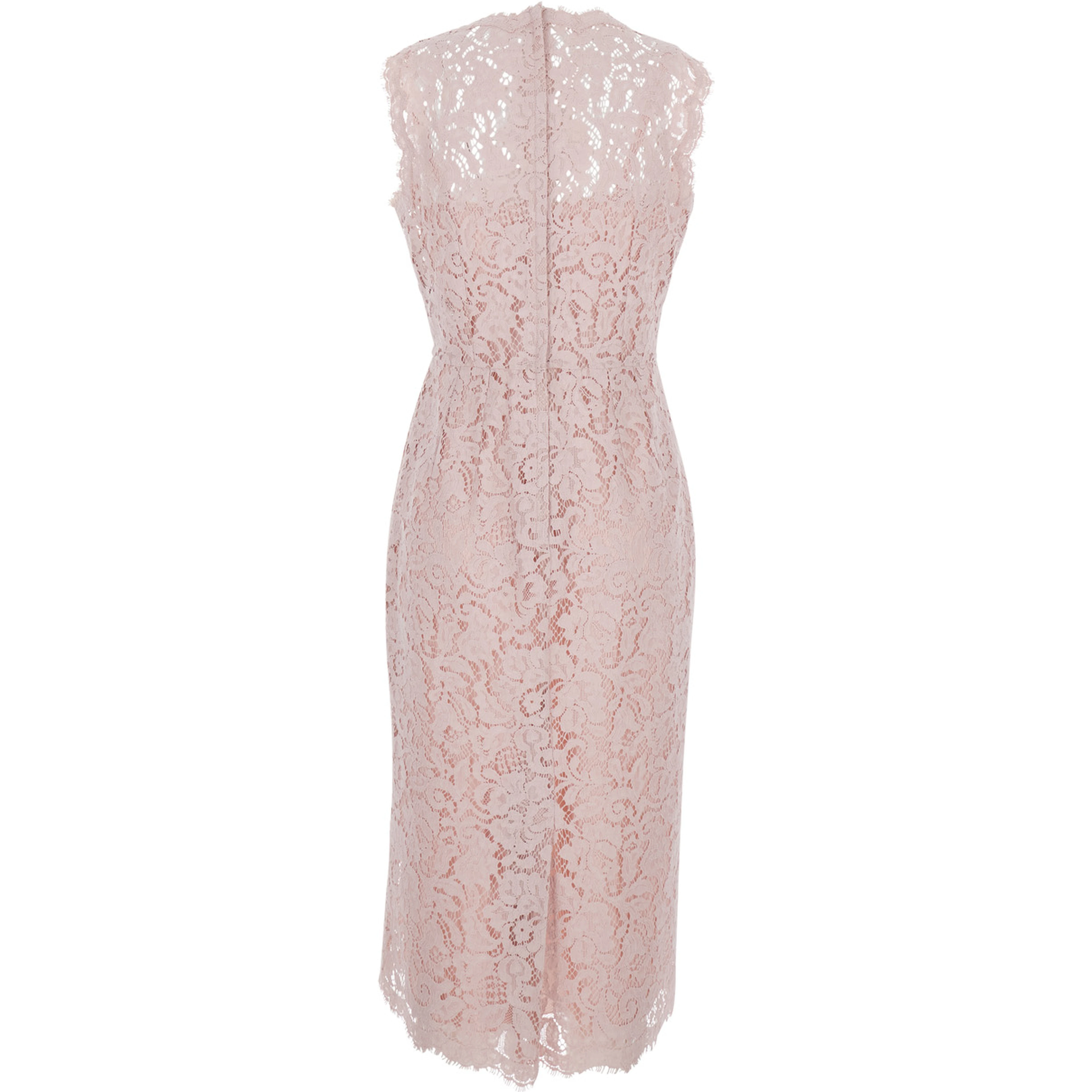 Pink Dress with Lace Design in Mixed Cotton Woman