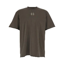 Grey Crew Neck T-Shirt with Maxi Logo on the Back in Cotton for Men