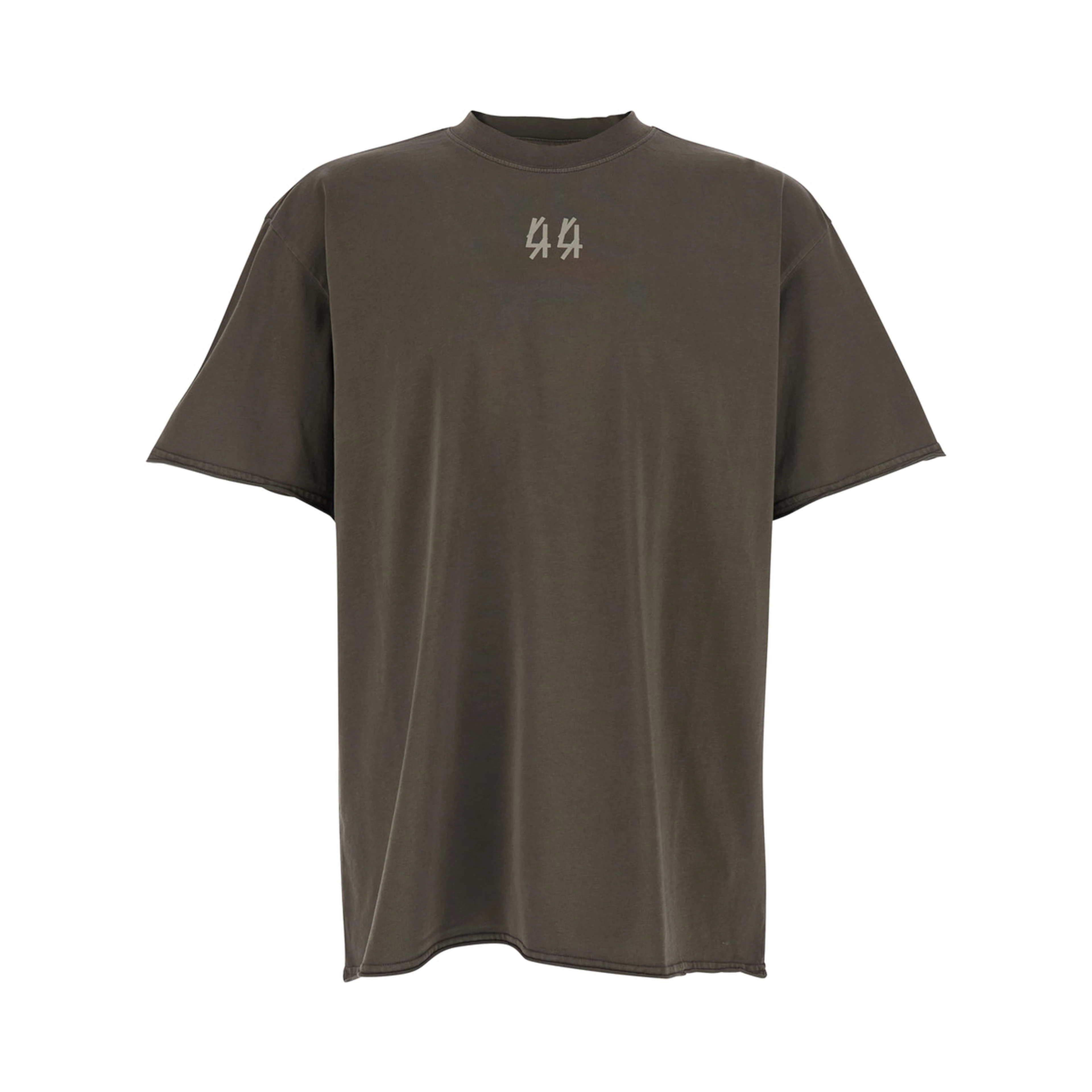 Grey Crew Neck T-Shirt with Maxi Logo on the Back in Cotton for Men