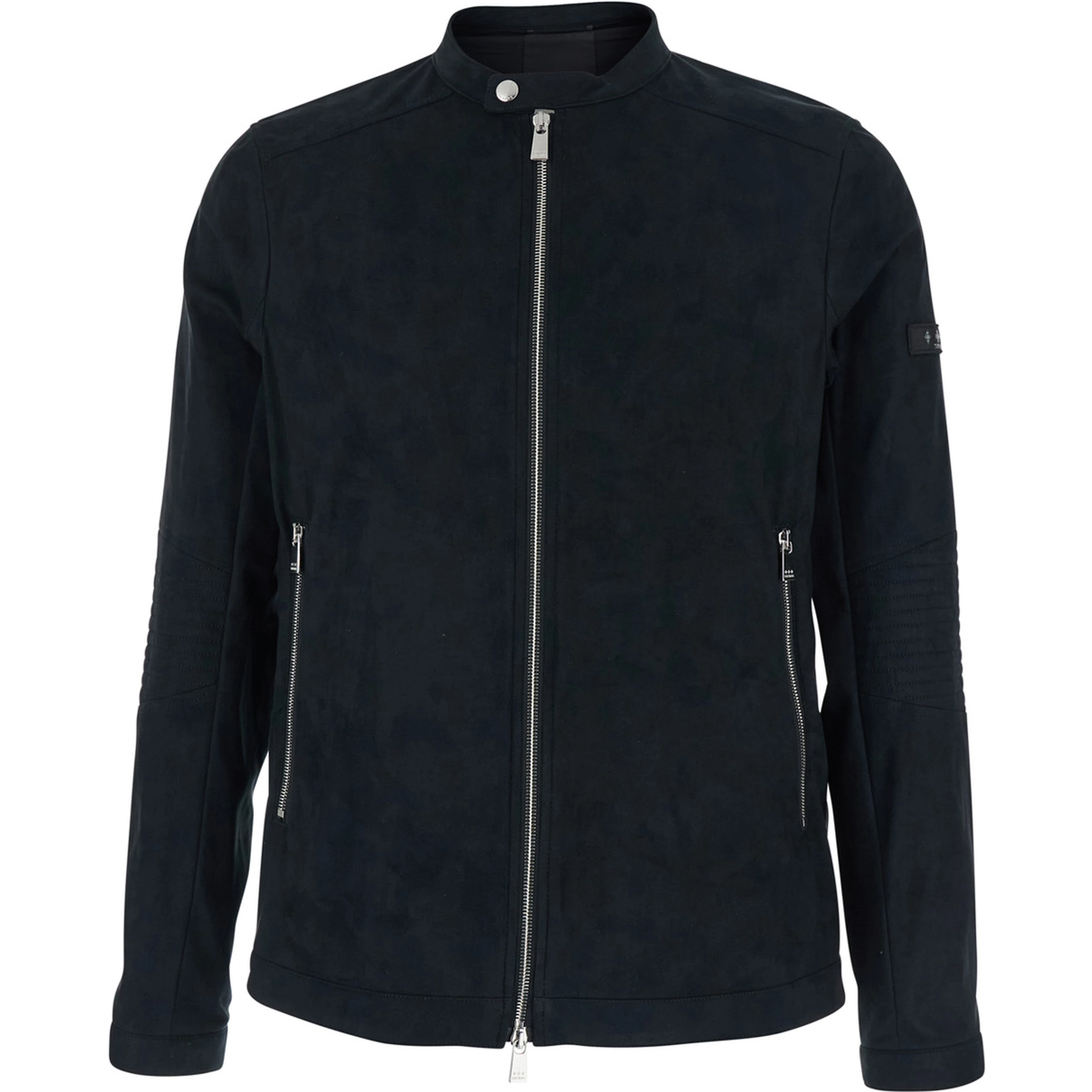 Jacket MCKZ0093033588001 Black with High Collar and Zip Closure in Tech Fabric Men
