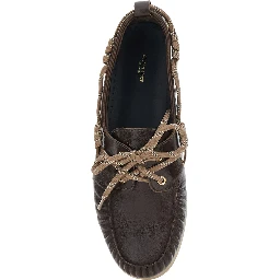 Brown Boat Moccasins with Side Laces in Leather Men