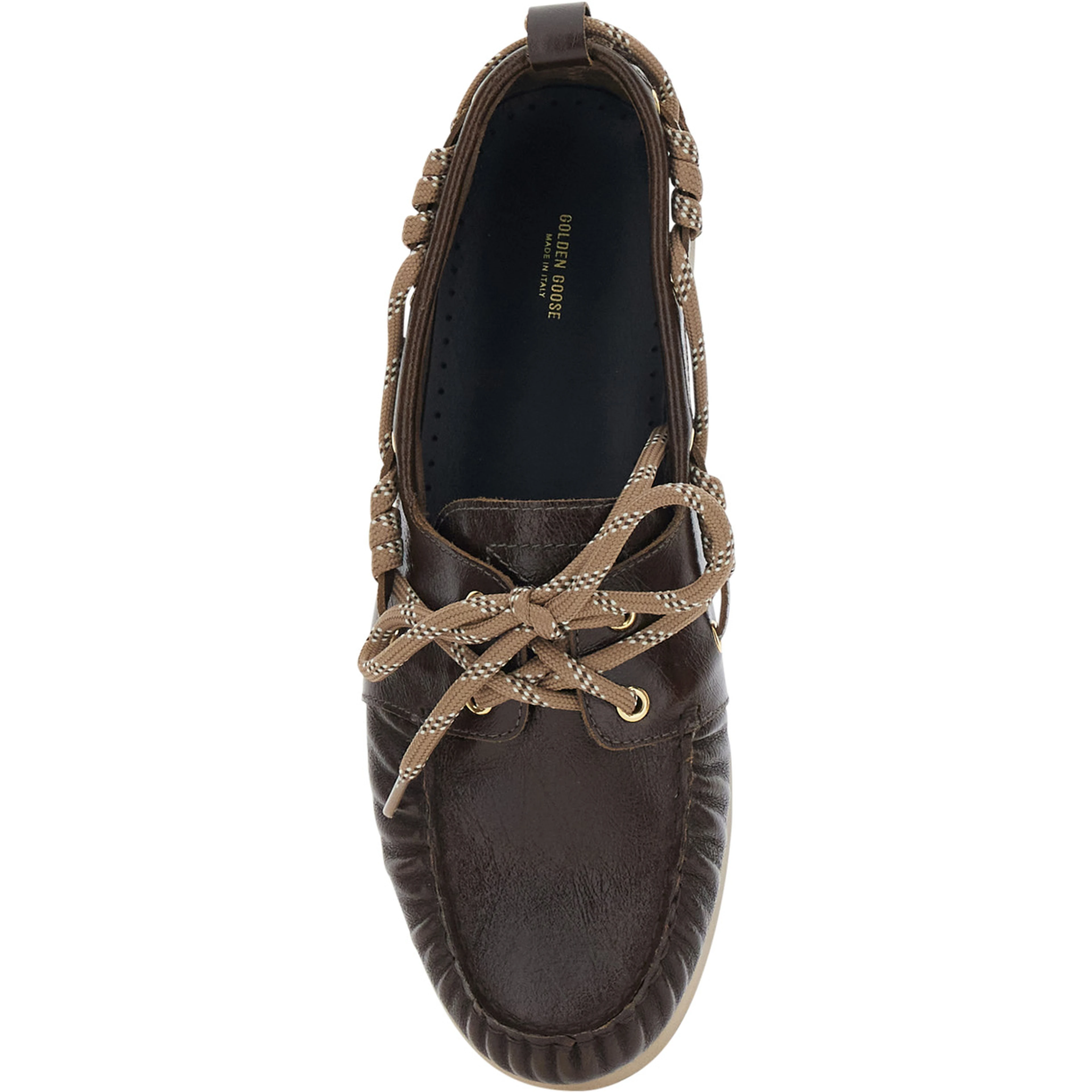 Brown Boat Moccasins with Side Laces in Leather Men