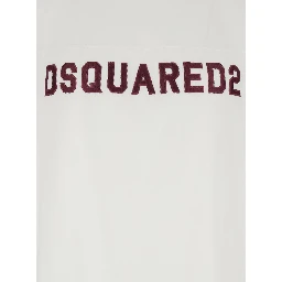 White Crew Neck T-shirt with logo lettering on the front in cotton for men