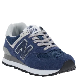 Blue Low Top Sneakers with Logo Patch on the Tongue and Maxi Logo Patch on the Side in Leather and Fabric for Women
