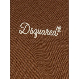Brown Hoodie with Drawstring and Logo Lettering on the Front in Cotton for Men