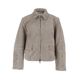 Rockridge Jacket Grey with Classic Collar and Leather Zip Closure for Men