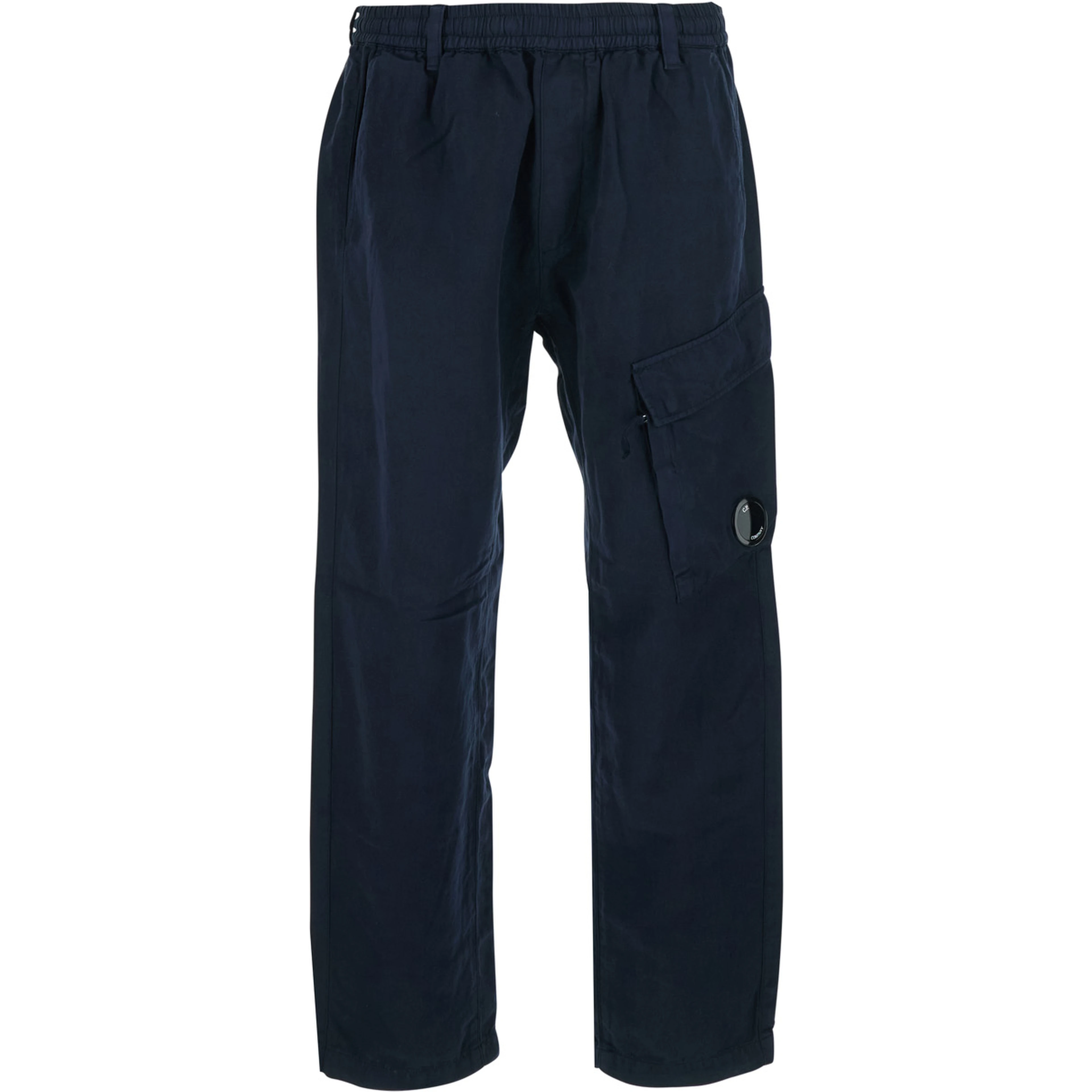 Blue Pants with elasticated waist and a cargo pocket in Cotton and Linen blend for Men