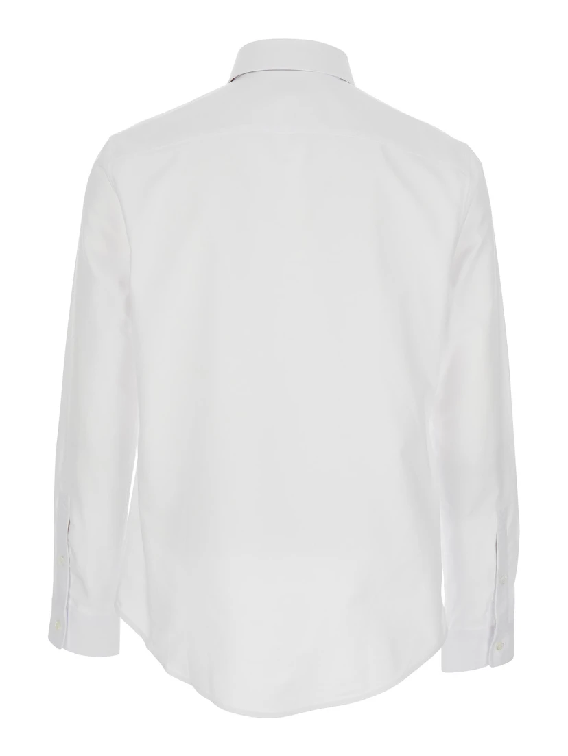 White Shirt with Button Down Collar in Cotton Man