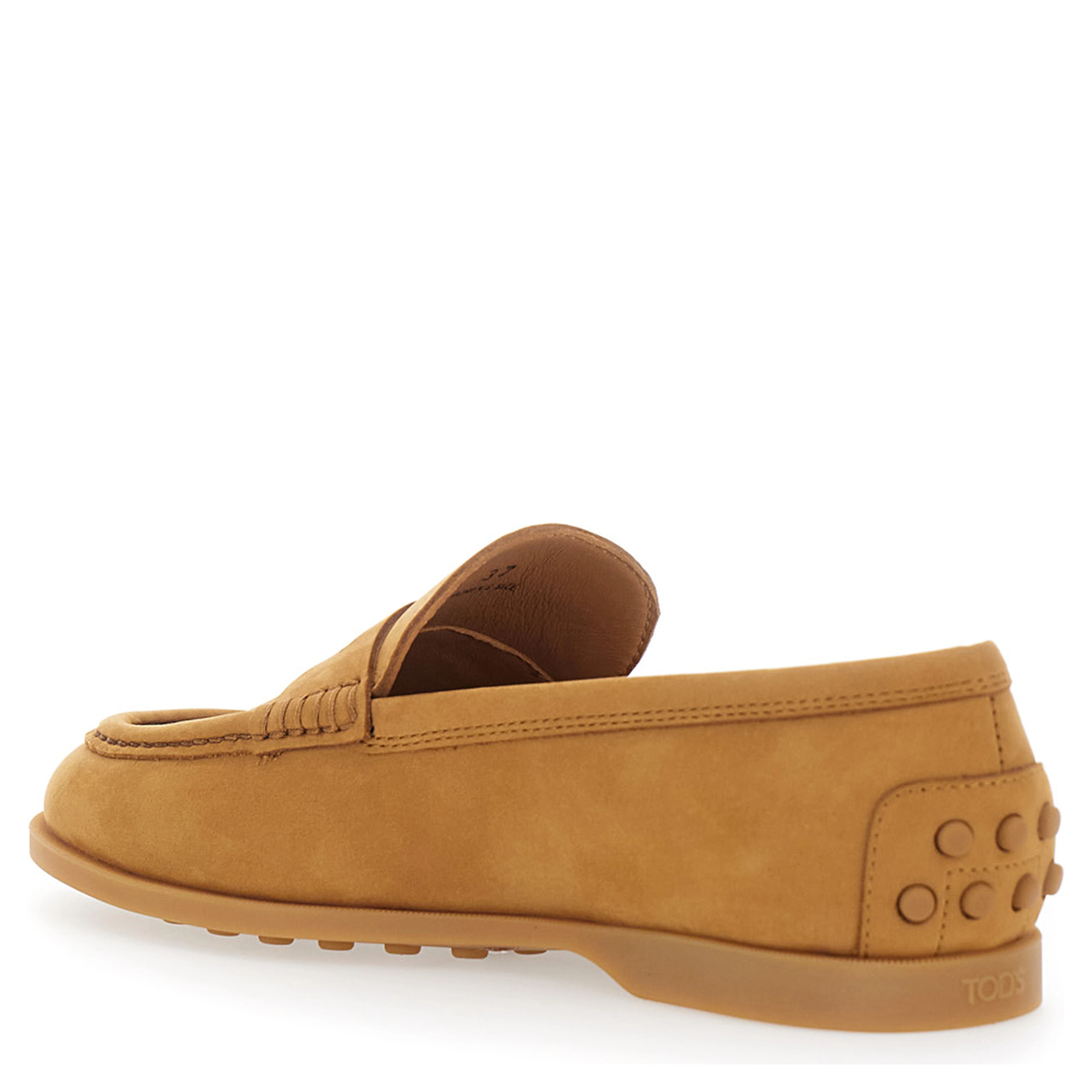 Loafers "Tods" with Half Horsebit Detail on the Back and Rubber Sole in Beige Suede for Women