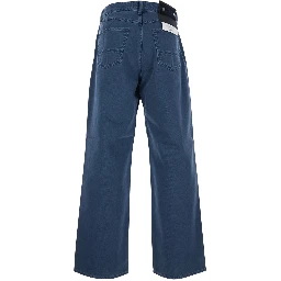 Blue Jeans with Five-Pocket Design and Logo Patch on the Back in Denim for Men