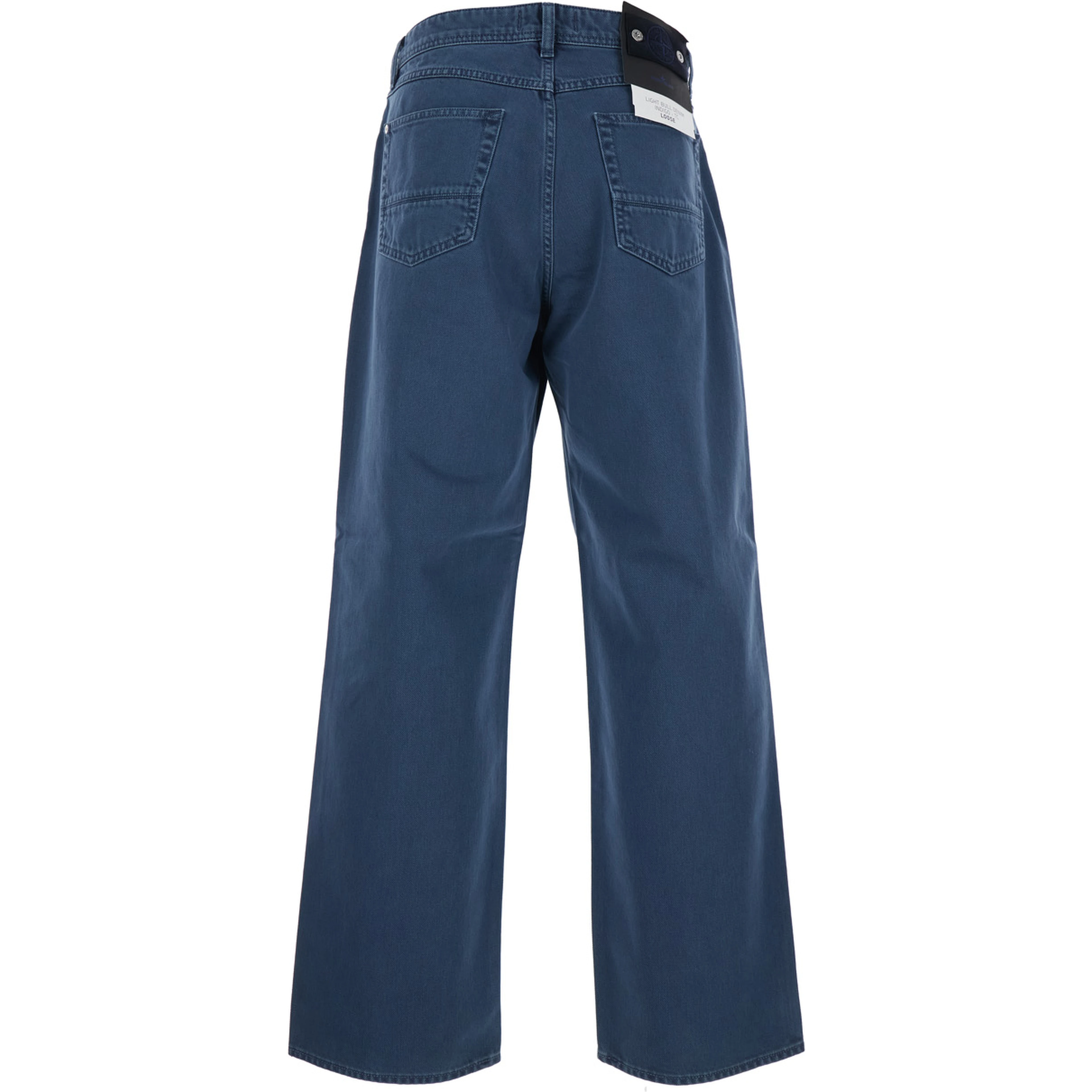 Blue Jeans with Five-Pocket Design and Logo Patch on the Back in Denim for Men