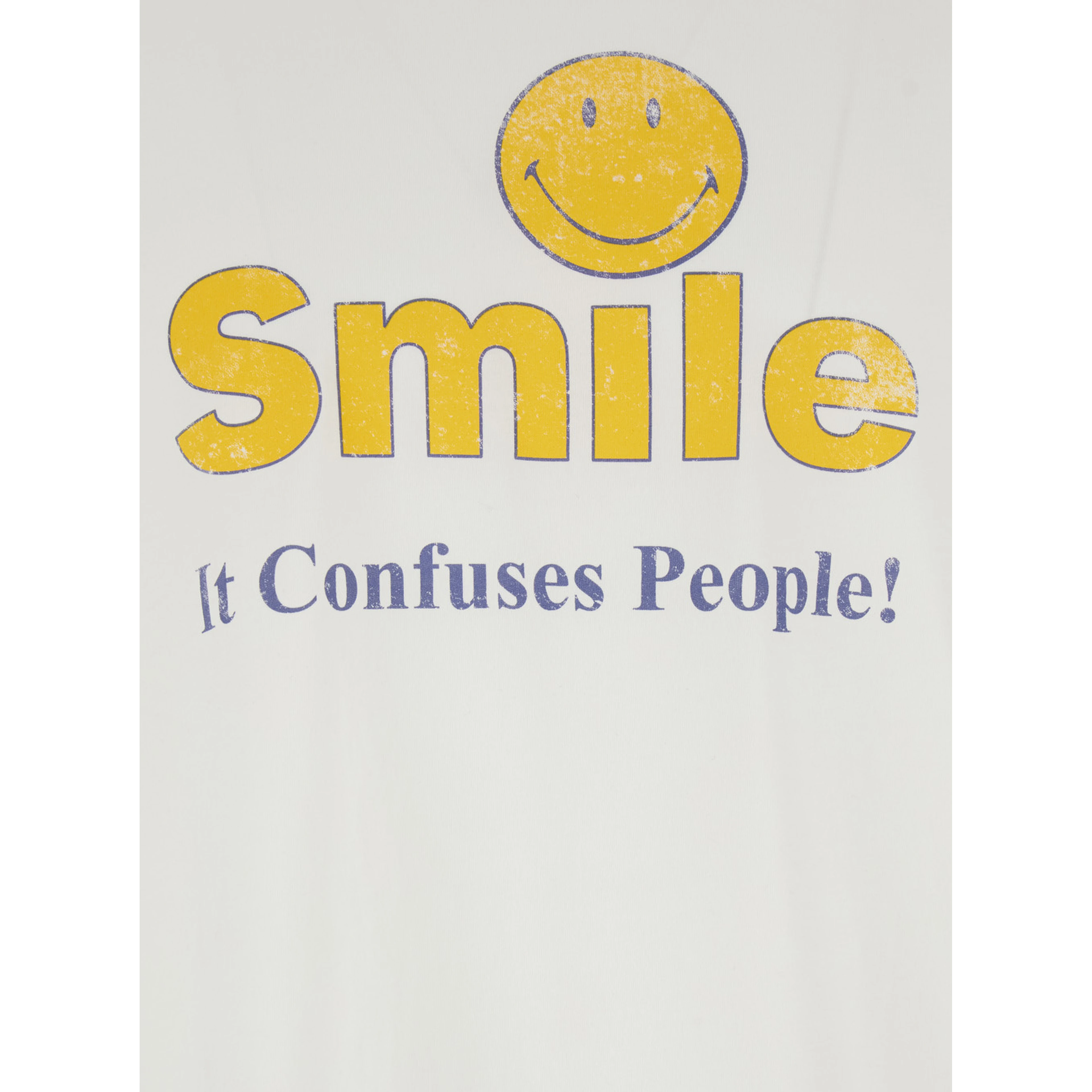 White Crew Neck T-Shirt with Front Print in Cotton for Men