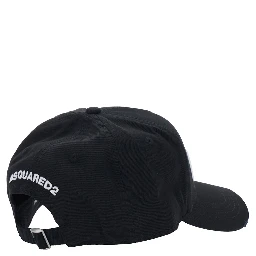 Black Baseball Cap with Front Embroidery in Cotton Man