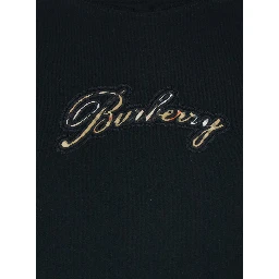 Black Crewneck T-Shirt with Logo Lettering on the Front in Cotton Woman