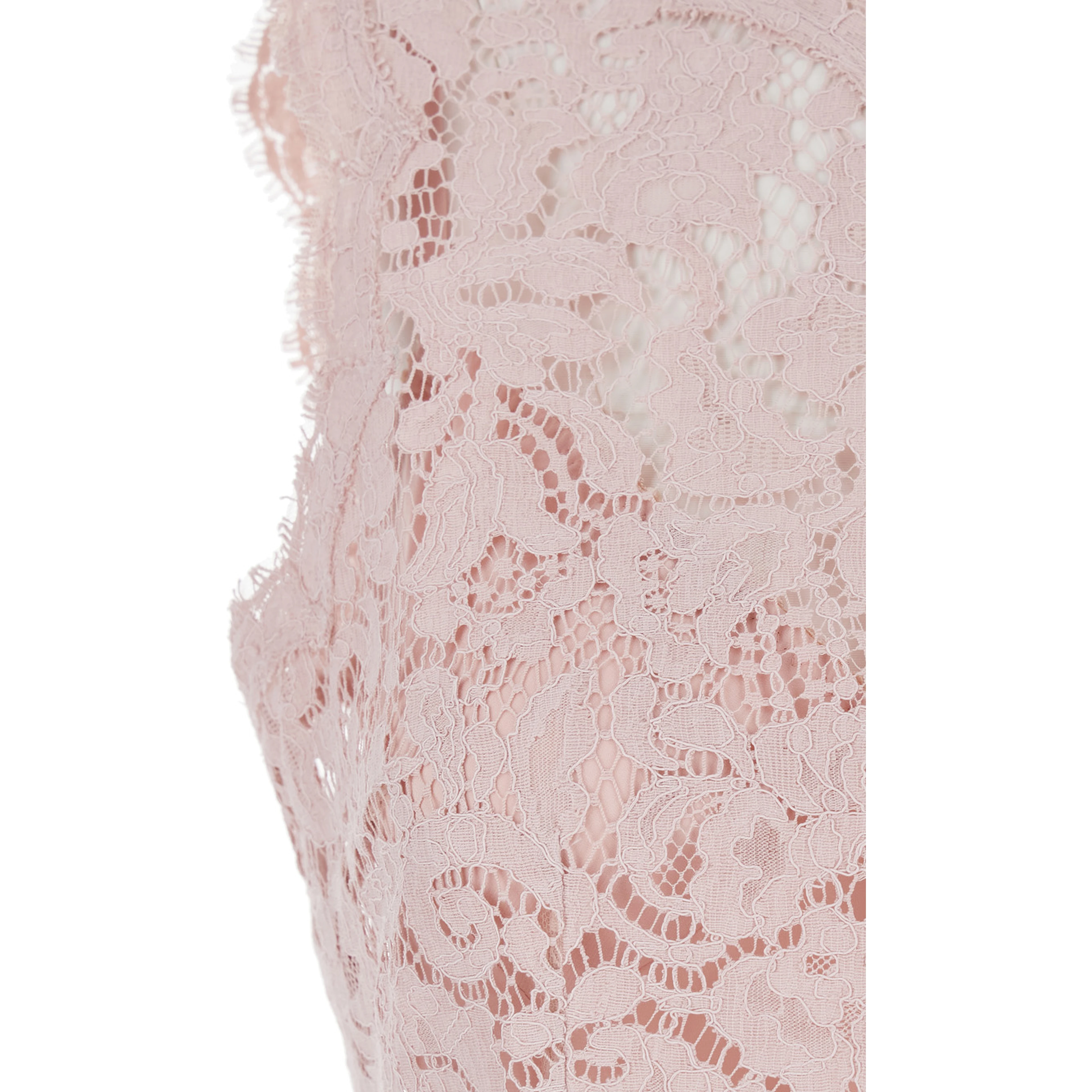 Pink Dress with Lace Design in Mixed Cotton Woman