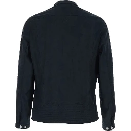 Jacket MCKZ0093033588001 Black with High Collar and Zip Closure in Tech Fabric Men