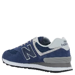 Blue Low Top Sneakers with Logo Patch on the Tongue and Maxi Logo Patch on the Side in Leather and Fabric for Women