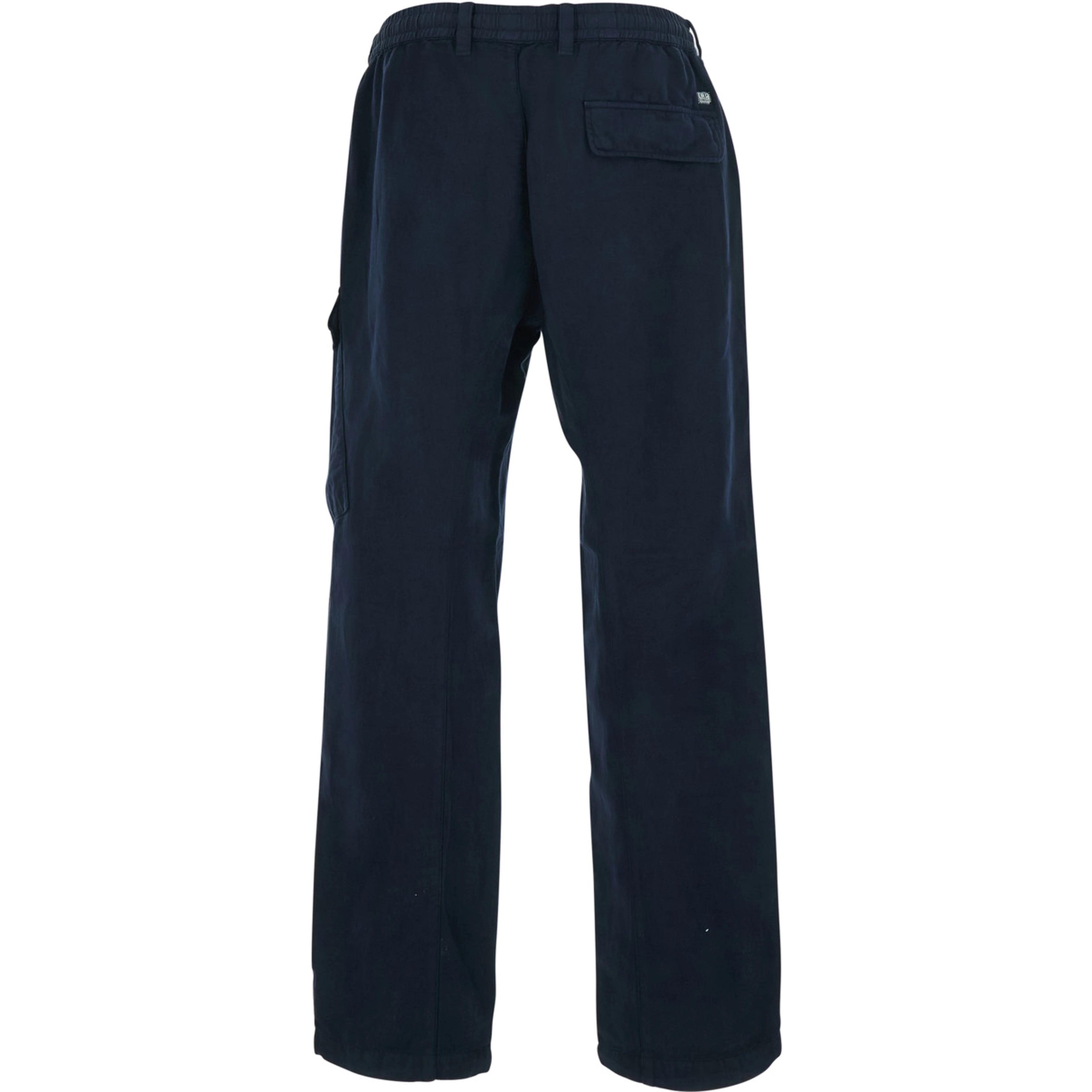 Blue Pants with elasticated waist and a cargo pocket in Cotton and Linen blend for Men