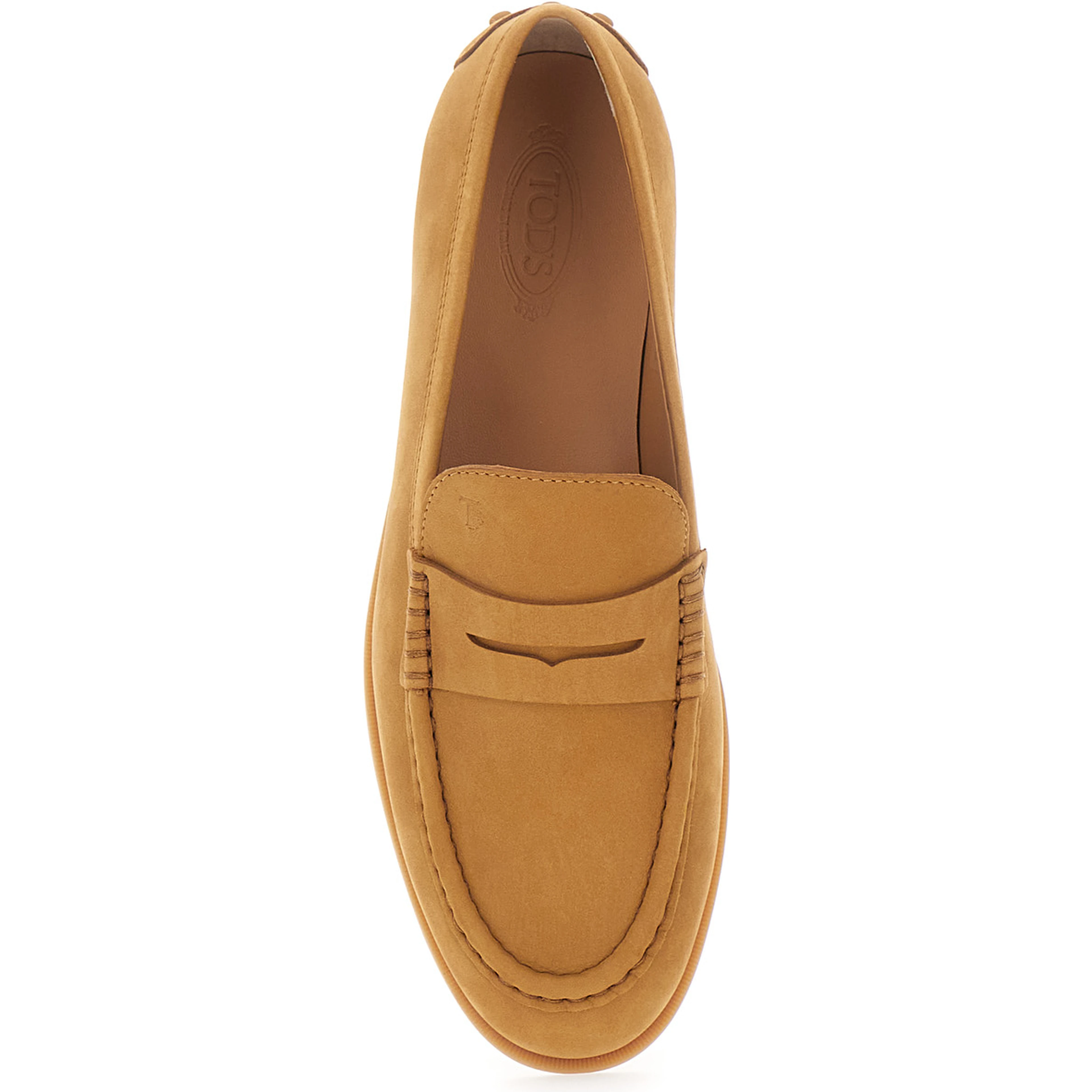 Loafers "Tods" with Half Horsebit Detail on the Back and Rubber Sole in Beige Suede for Women