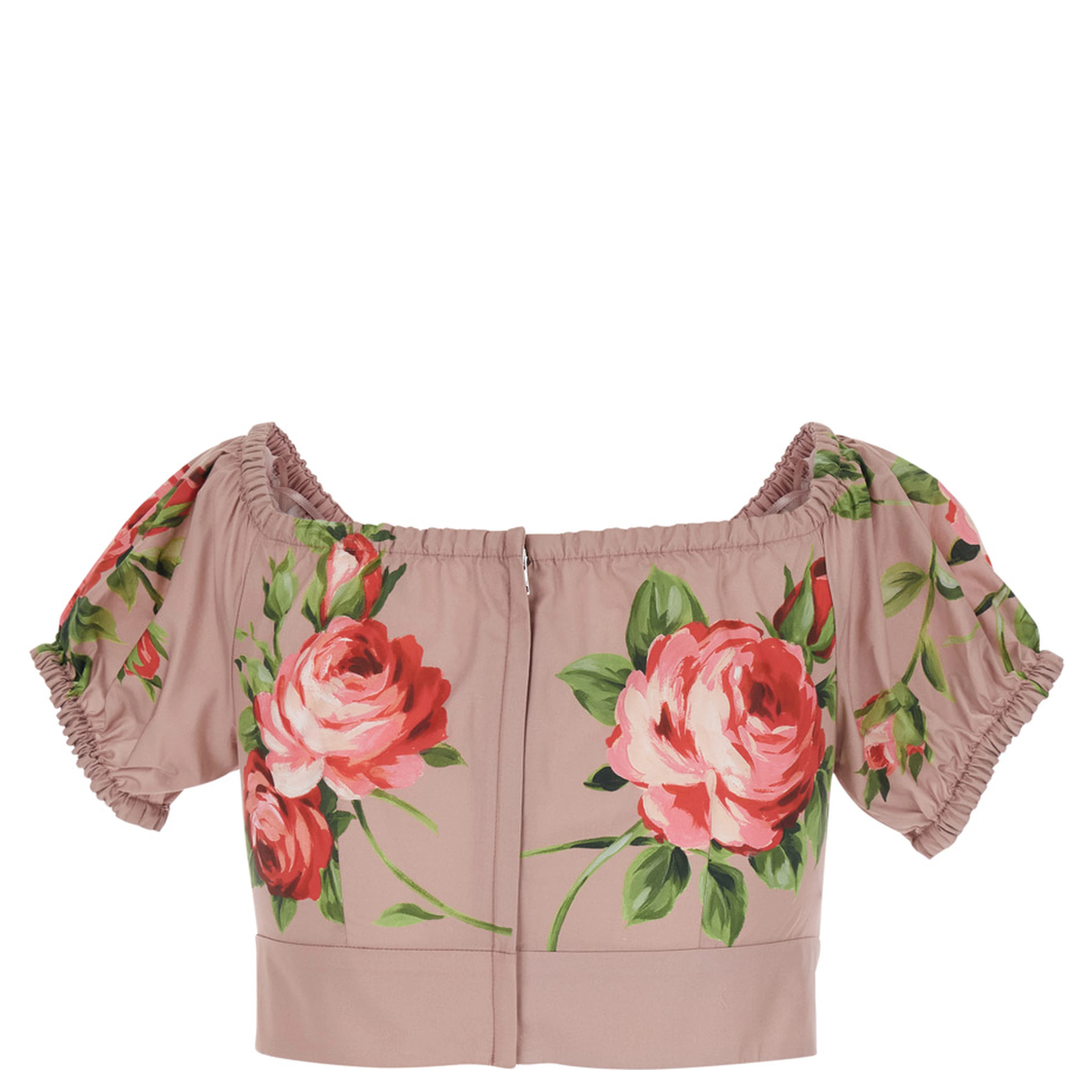 Pink Floral Print Crop Top with Double Knot In Cotton for Women