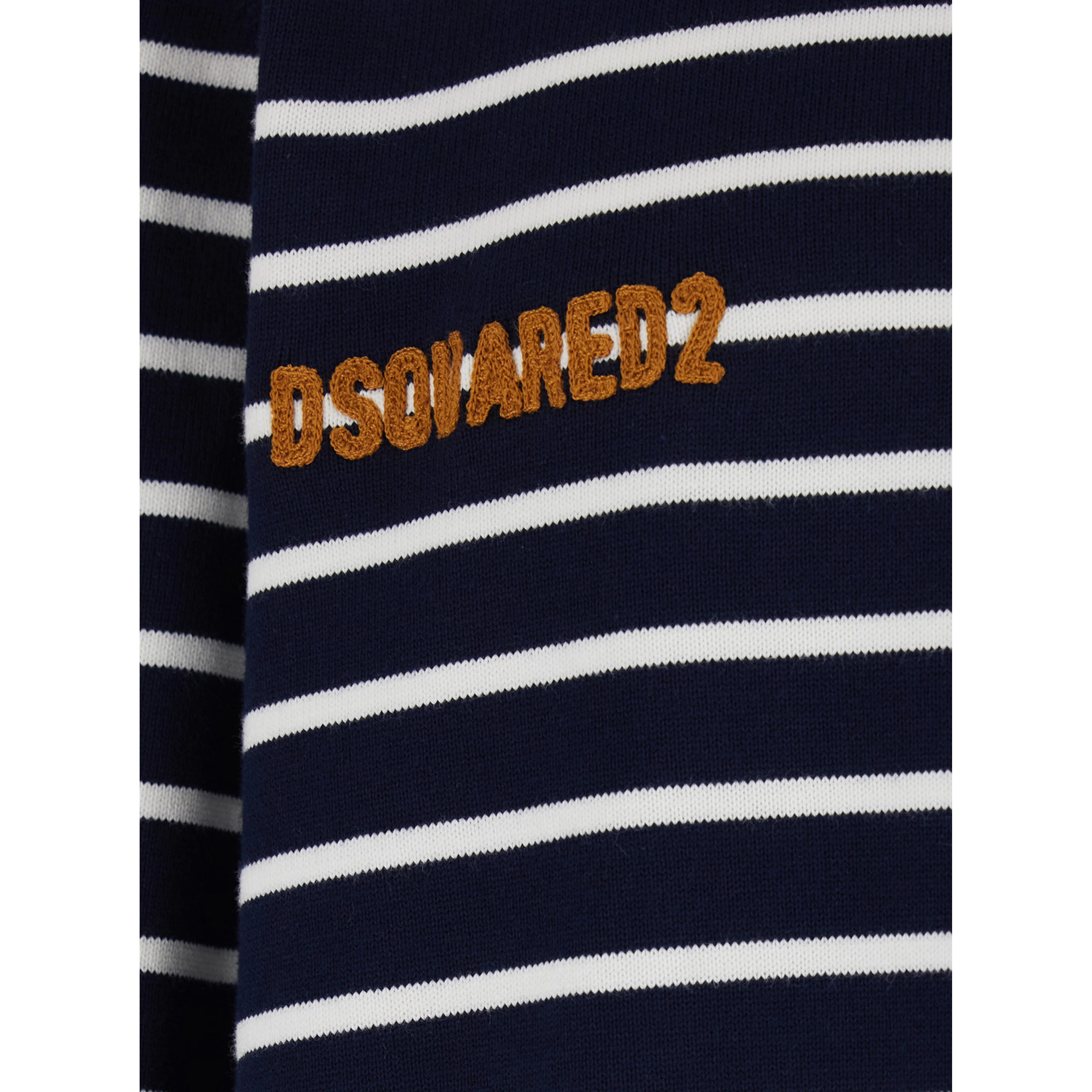 Blue Long Sleeve Polo Shirt with Logo Embroidery on the Front and All-Over Stripe Motif in Cotton for Men