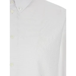 White Shirt with Button Down Collar in Cotton Man