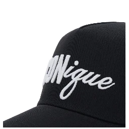 Black Baseball Cap with Front Embroidery in Cotton Man