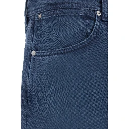 Blue Jeans with Five-Pocket Design and Logo Patch on the Back in Denim for Men