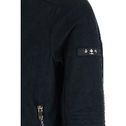 Jacket MCKZ0093033588001 Black with High Collar and Zip Closure in Tech Fabric Men