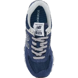 Blue Low Top Sneakers with Logo Patch on the Tongue and Maxi Logo Patch on the Side in Leather and Fabric for Women