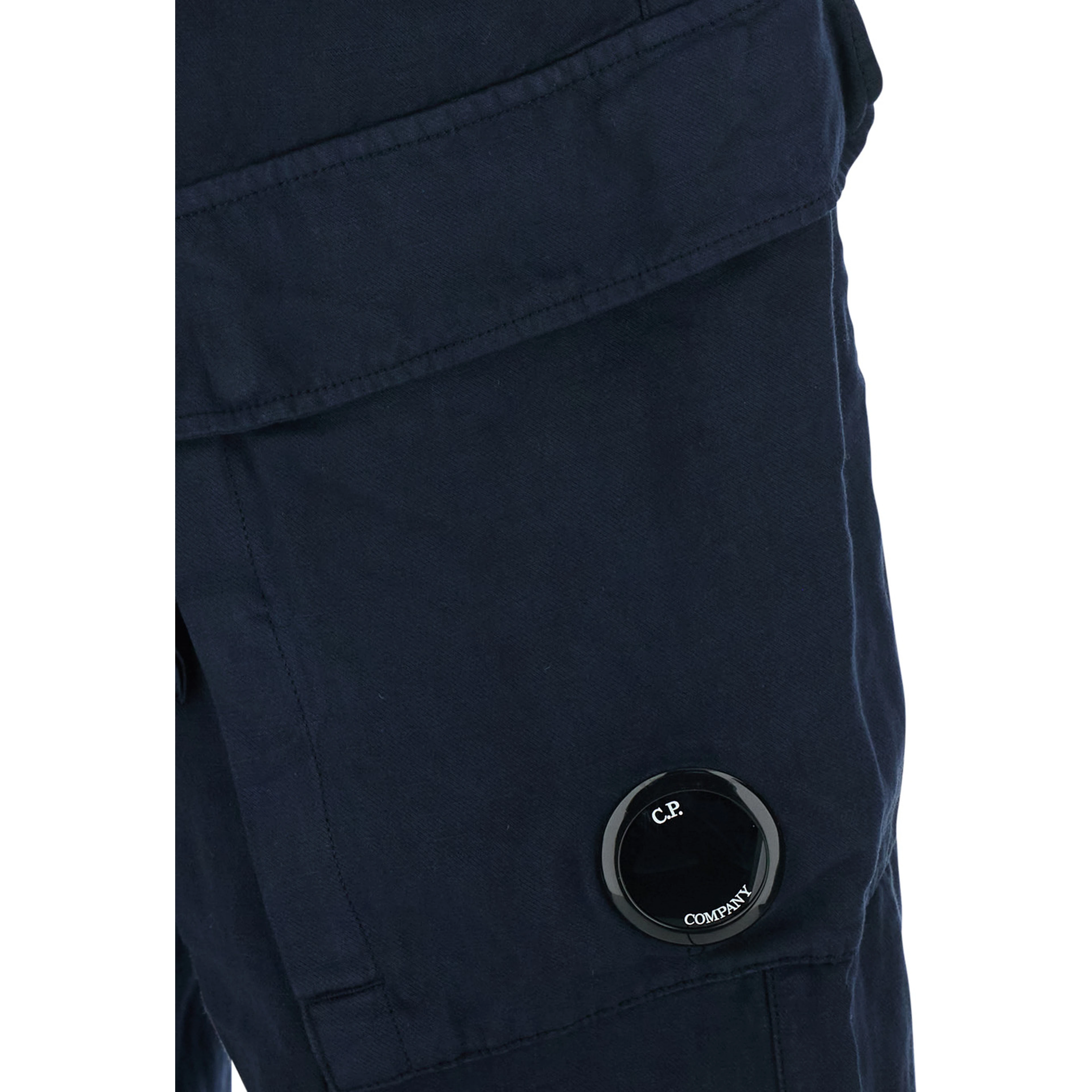 Blue Pants with elasticated waist and a cargo pocket in Cotton and Linen blend for Men