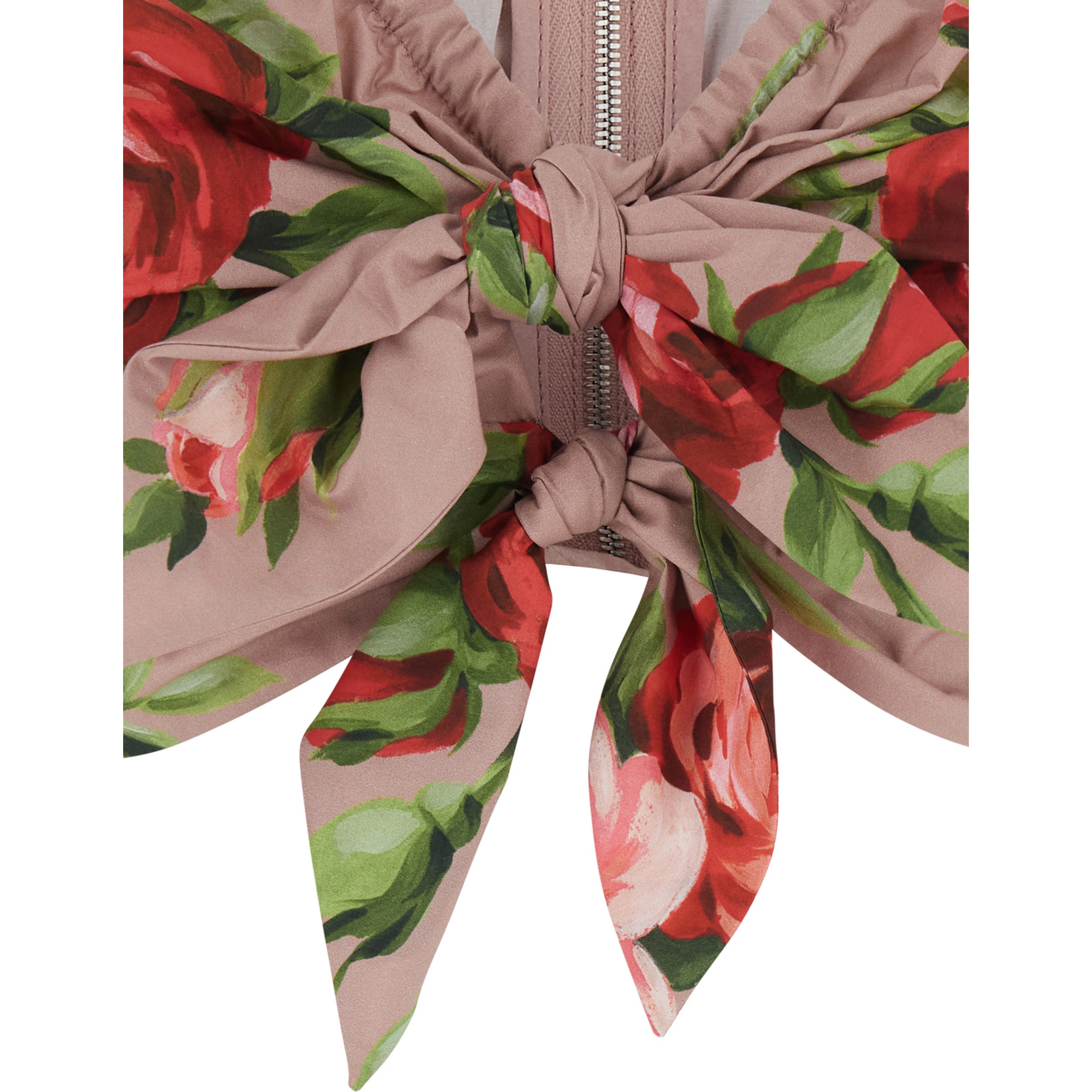 Pink Floral Print Crop Top with Double Knot In Cotton for Women