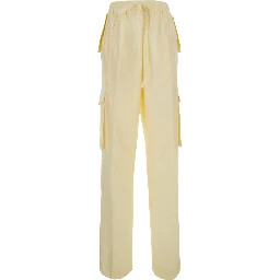 yellow Pants with elasticated waist and applied cargo pockets in Fabric for women