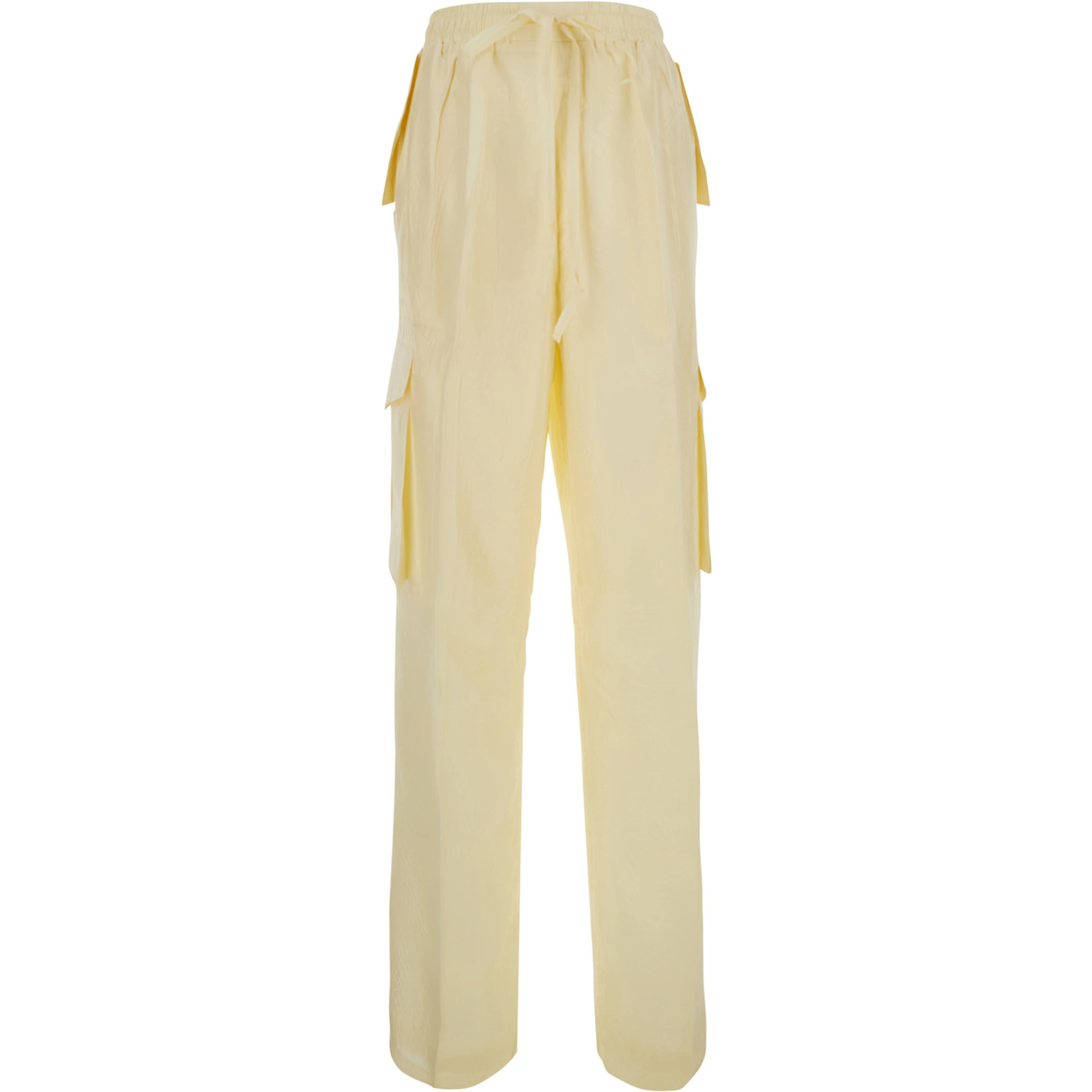 yellow Pants with elasticated waist and applied cargo pockets in Fabric for women