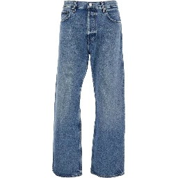 Blue Jeans with Five-Pocket Design in Denim for Men