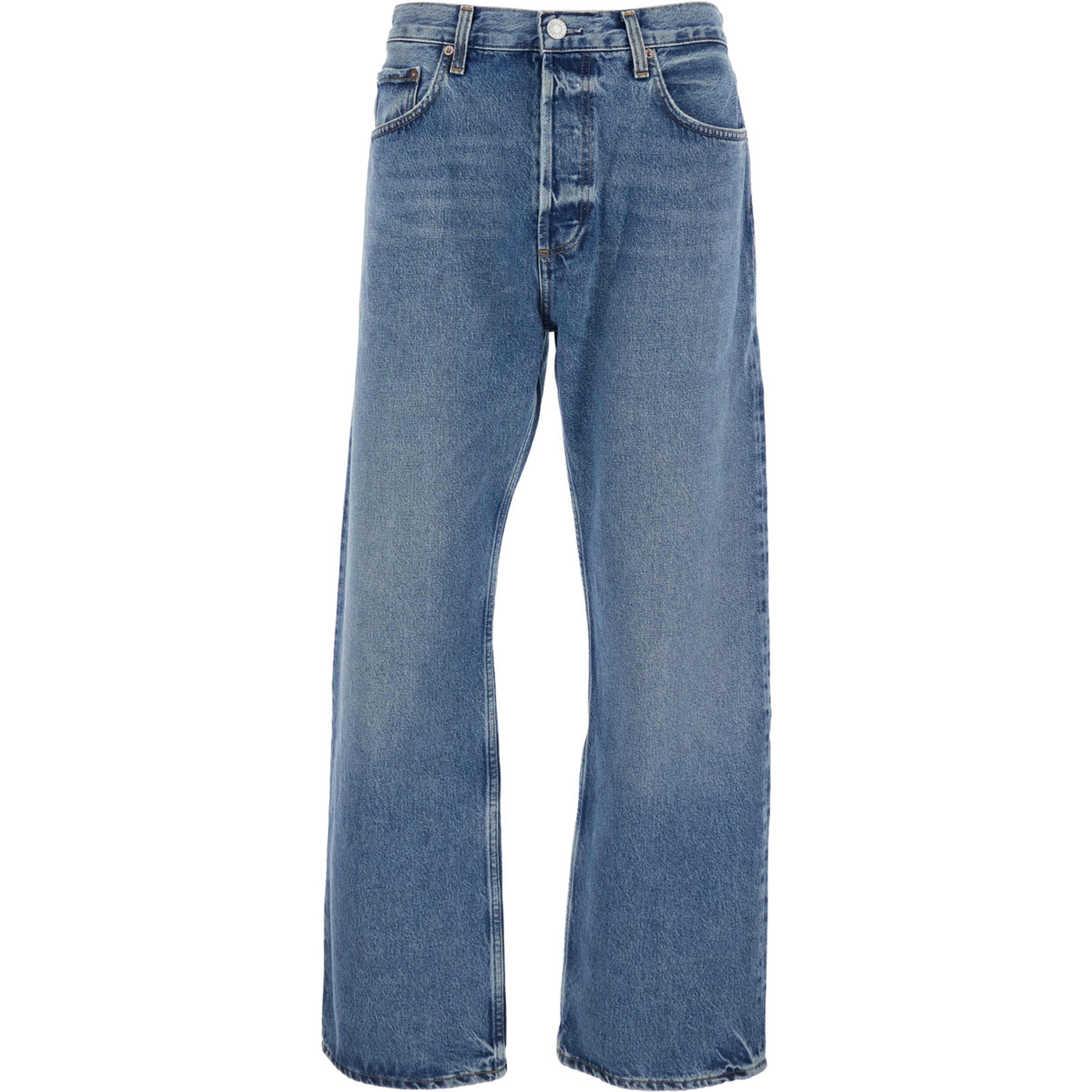 Blue Jeans with Five-Pocket Design in Denim for Men