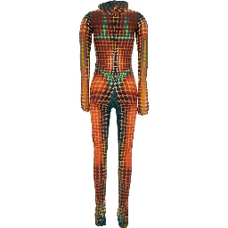 Multicolor Jumpsuit with Hood and All-Over Print in Tech Fabric Woman