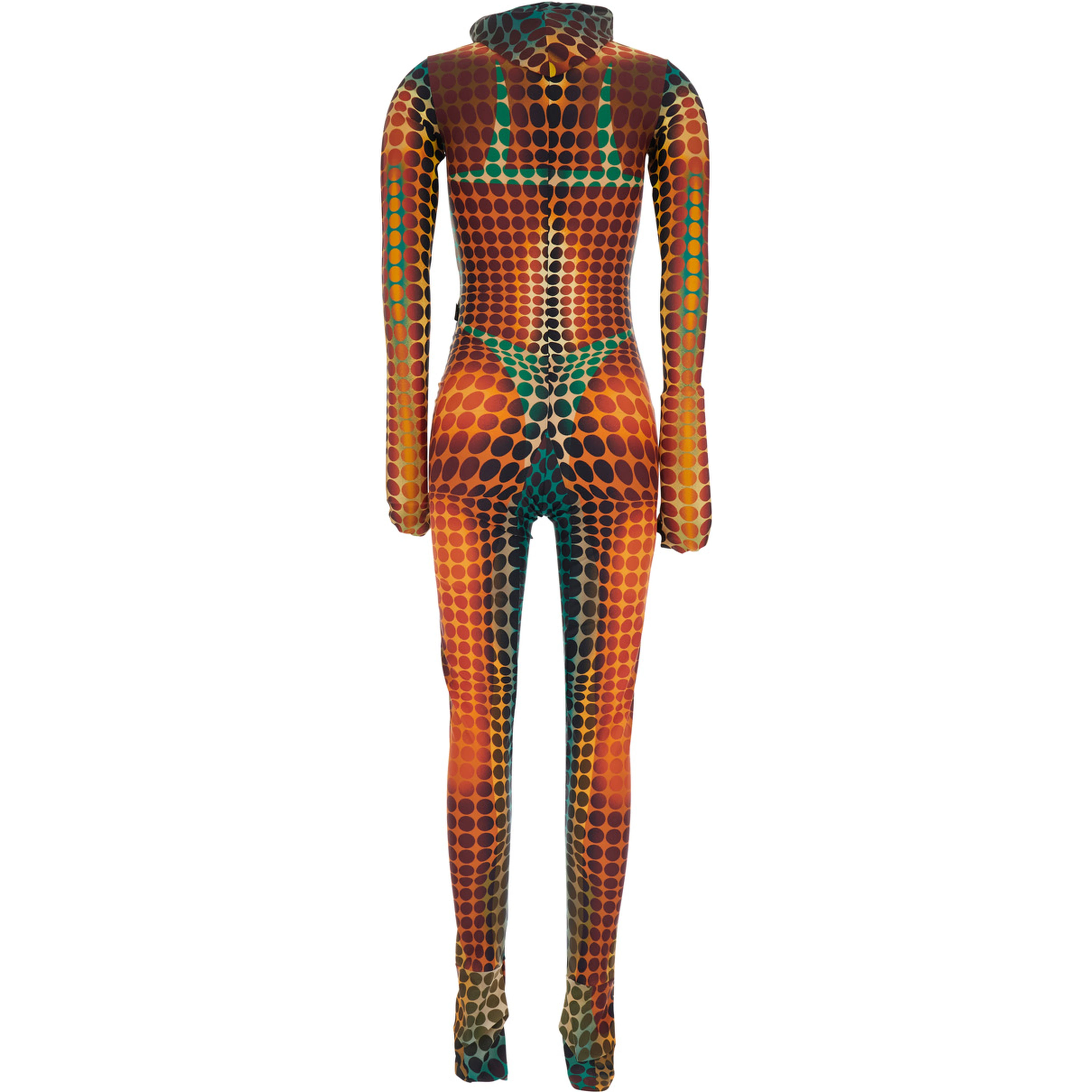 Multicolor Jumpsuit with Hood and All-Over Print in Tech Fabric Woman