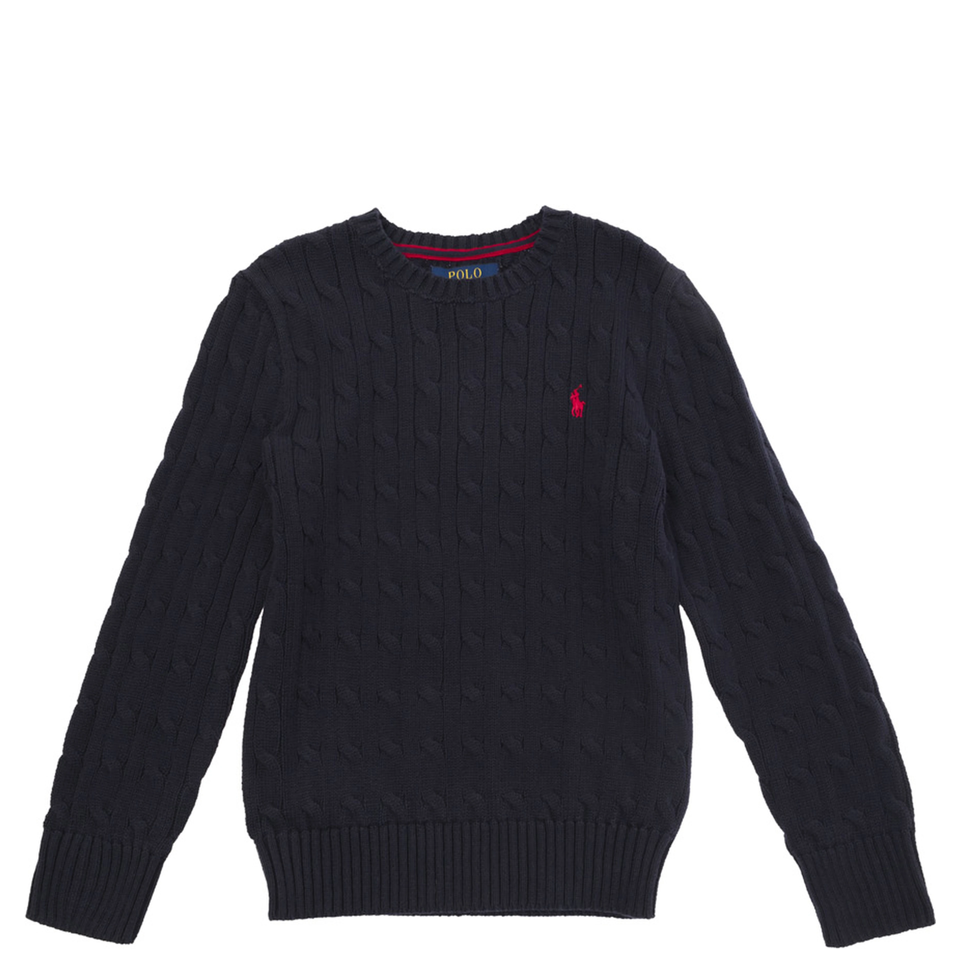 Blue Sweater with Cable Knit in cotton Boy