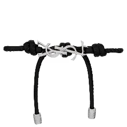 Black Bracelet with Cassandre logo plate in silver metal and adjustable closure In leather for men