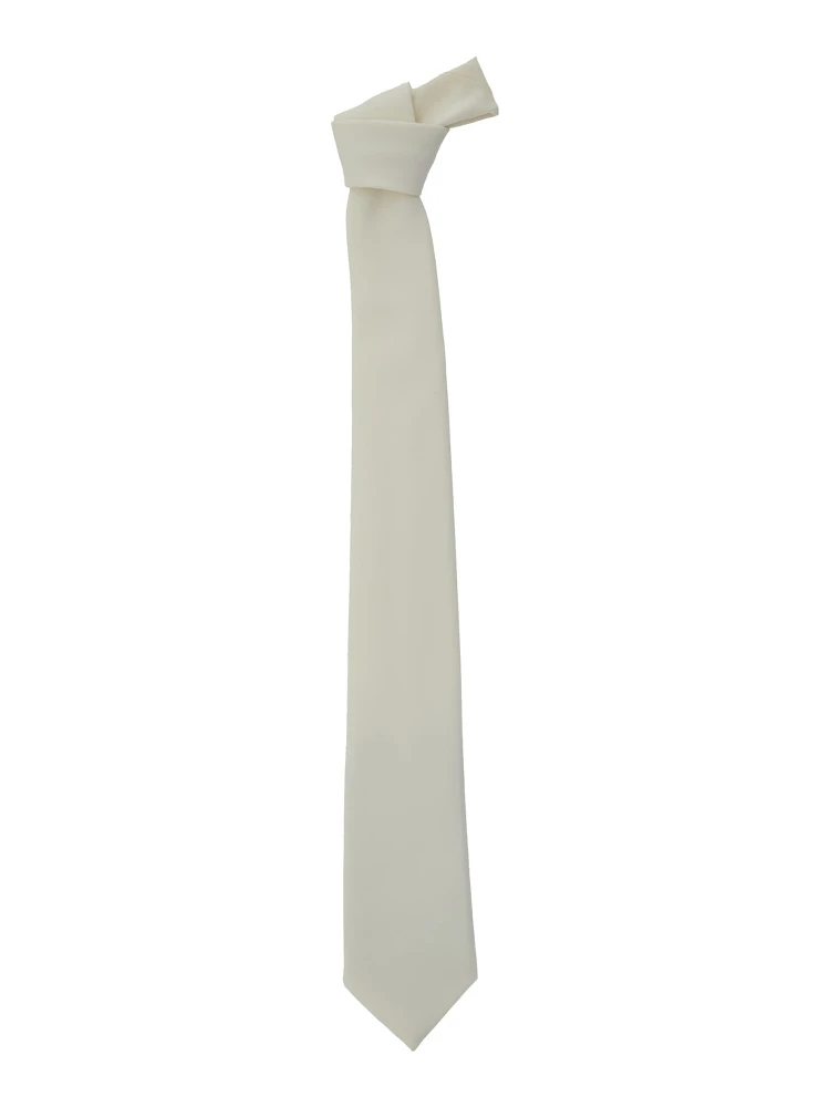 White Tie with Back Closure in Stretch Wool for Men