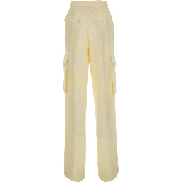 yellow Pants with elasticated waist and applied cargo pockets in Fabric for women