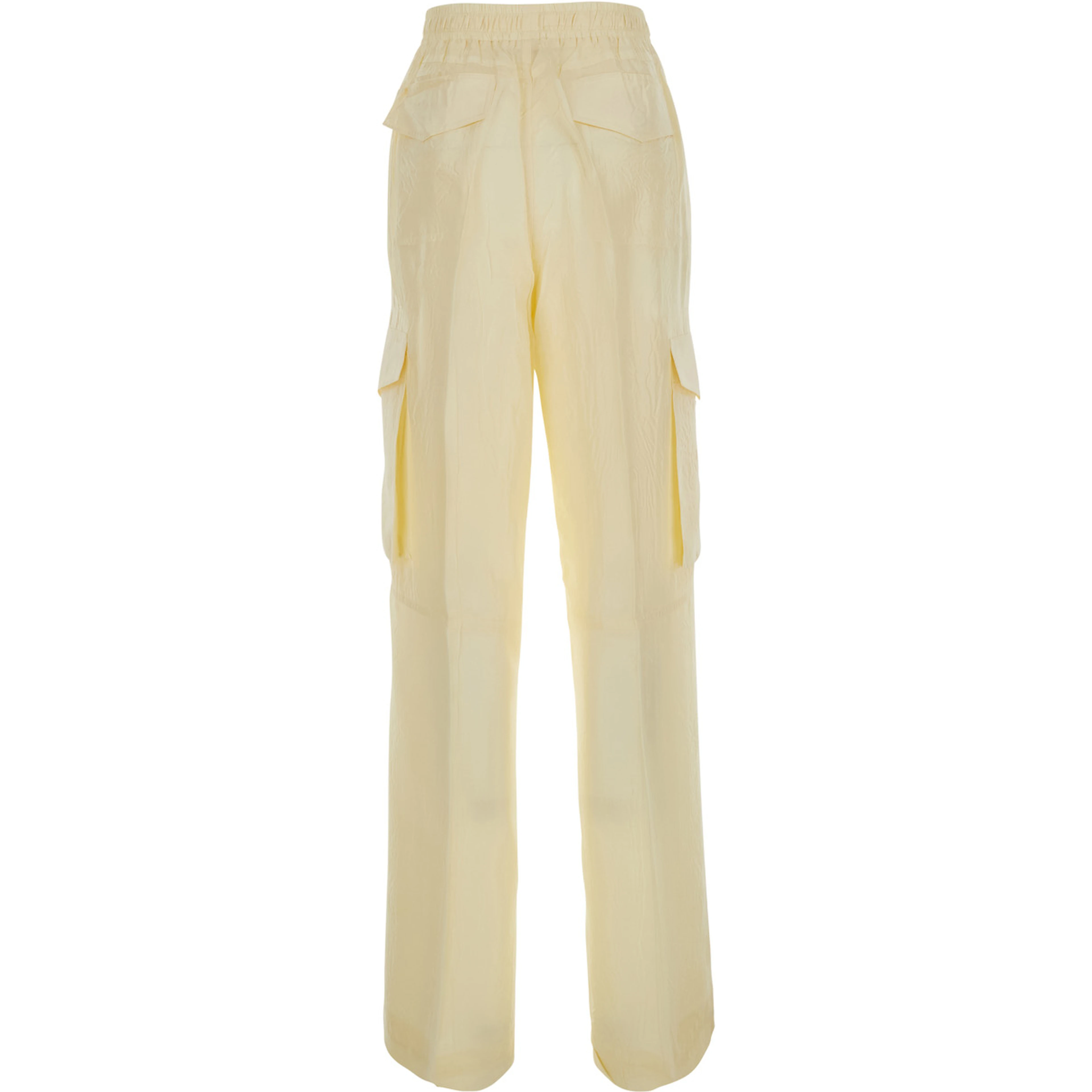 yellow Pants with elasticated waist and applied cargo pockets in Fabric for women