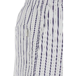 White Shorts with Elastic Waist and All-Over Striped Motif for Women